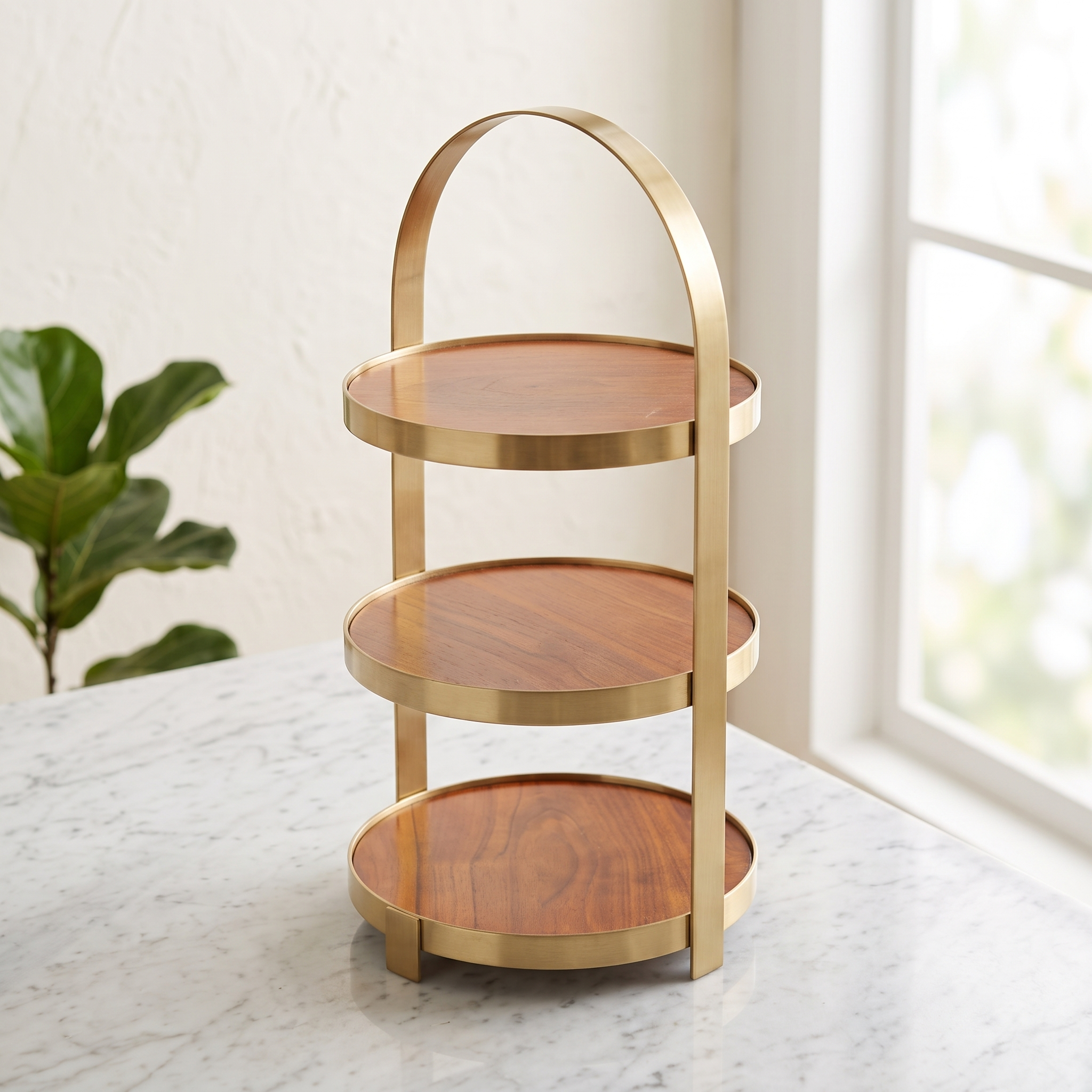 3 Tier Round Wooden Serving Riser