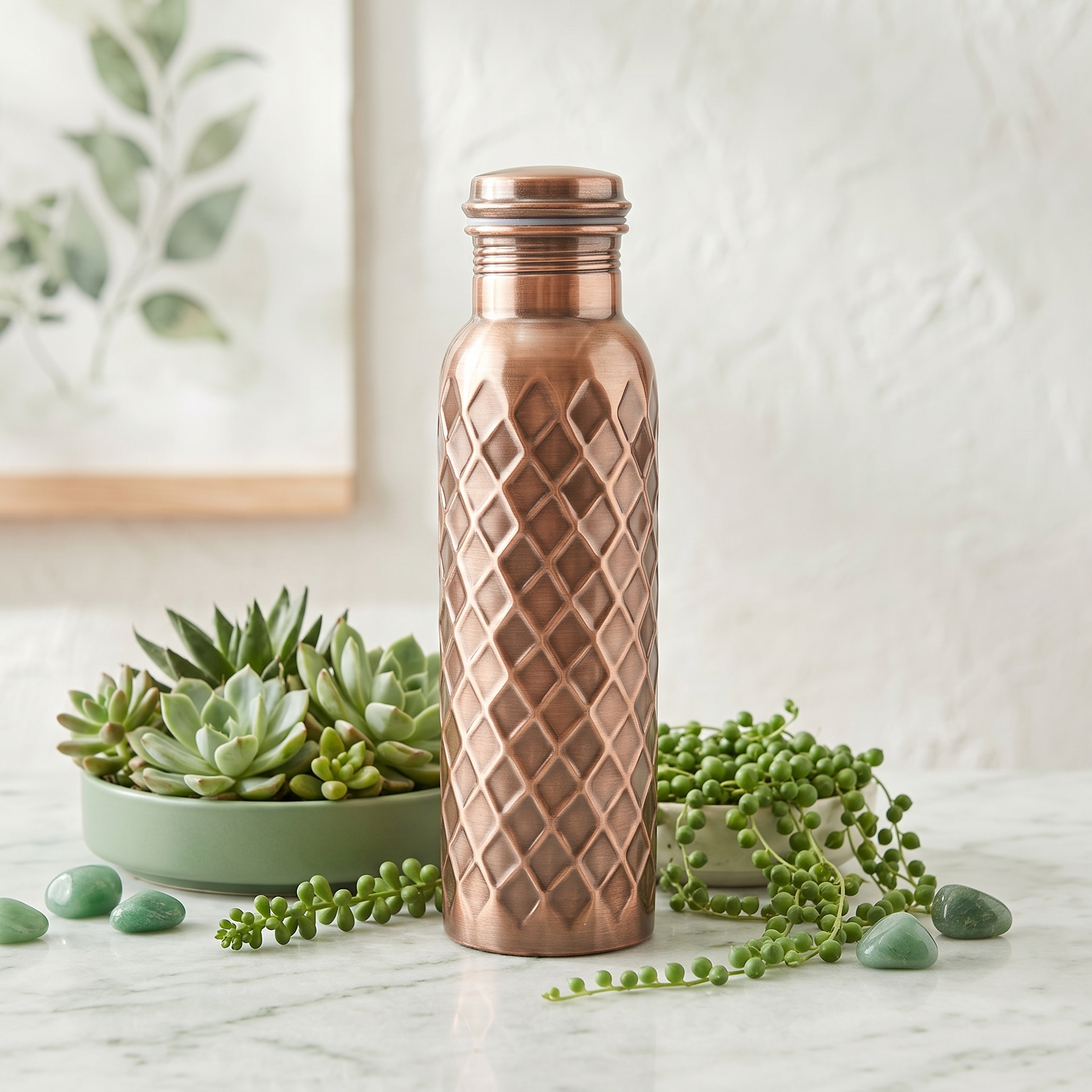 Diamond Pattern Black Copper Bottle