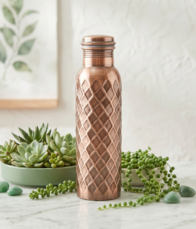 Diamond Pattern Black Copper Bottle