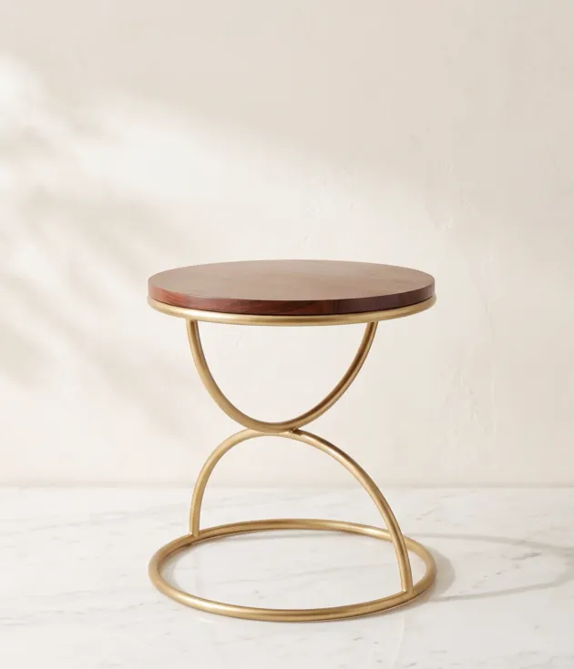 Round Wooden Accent Side Table