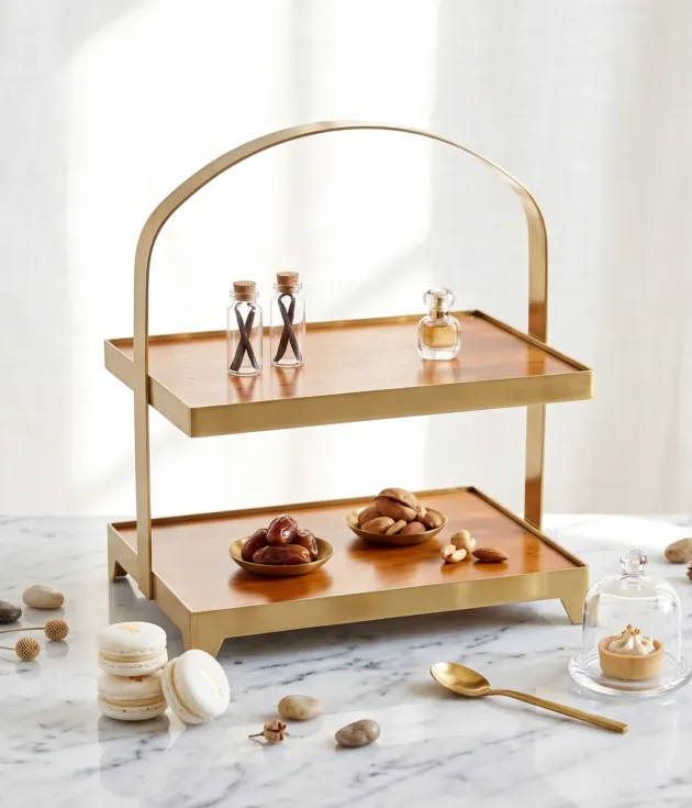Square 2 Tier Wooden Serving Riser