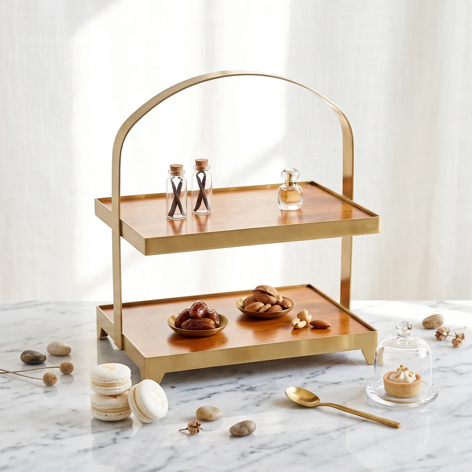 Square 2 Tier Wooden Serving Riser