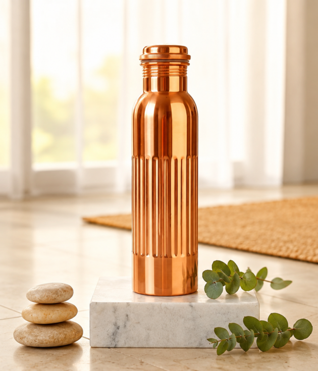 Vertical Groove Copper Bottle