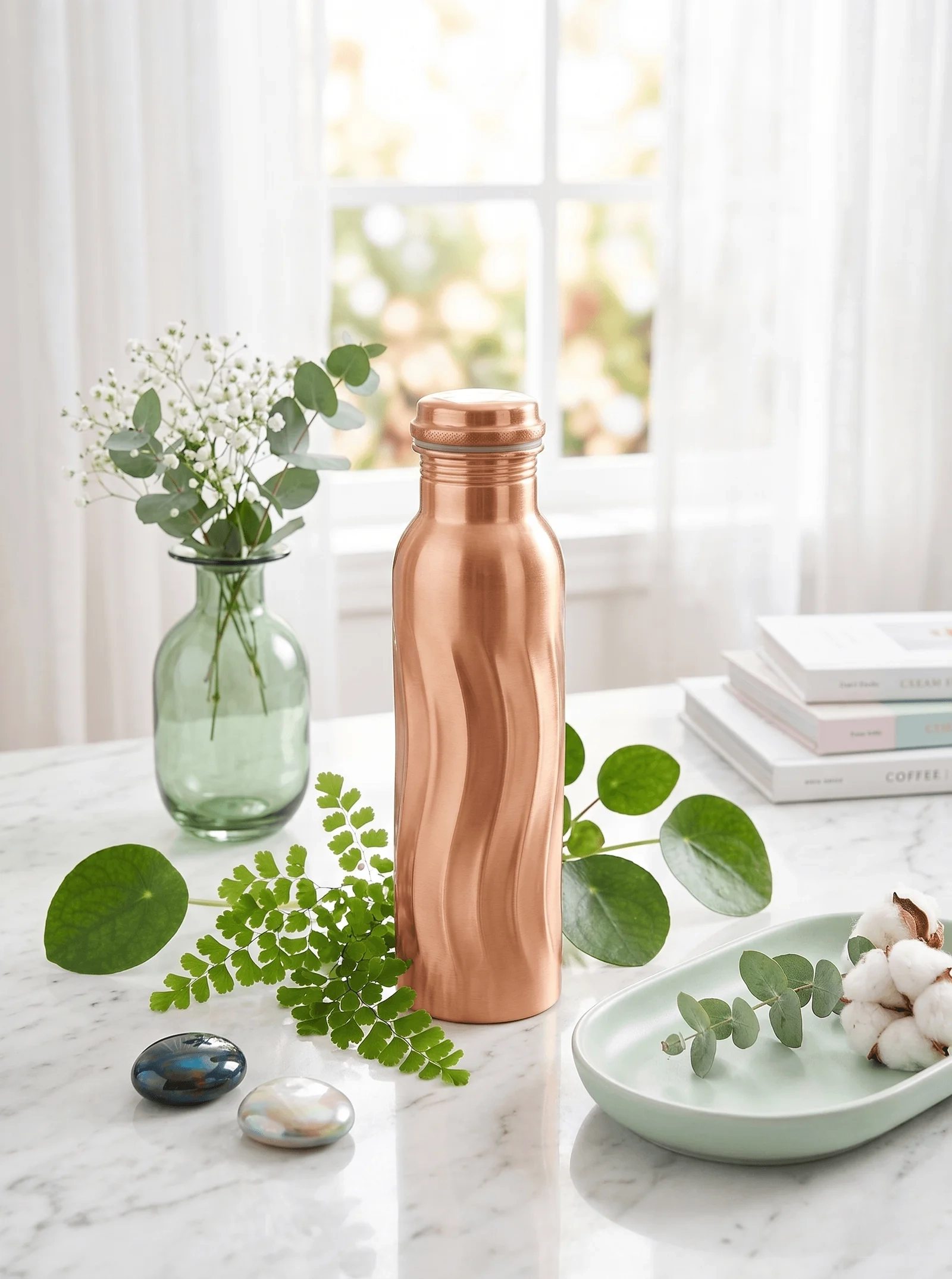 Wave Design Copper Bottle