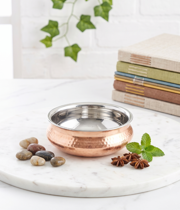 Copper & Stainless Steel Serving Handi Bowl
