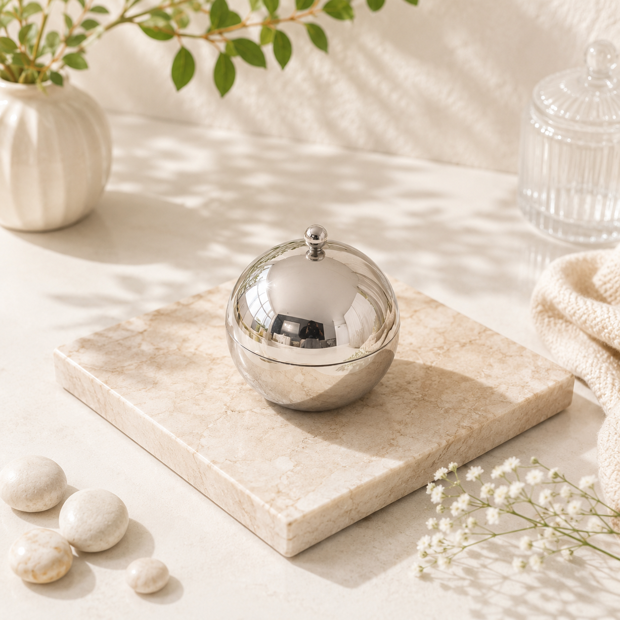 Premium Stainless Steel Sugar Bowl with Lid