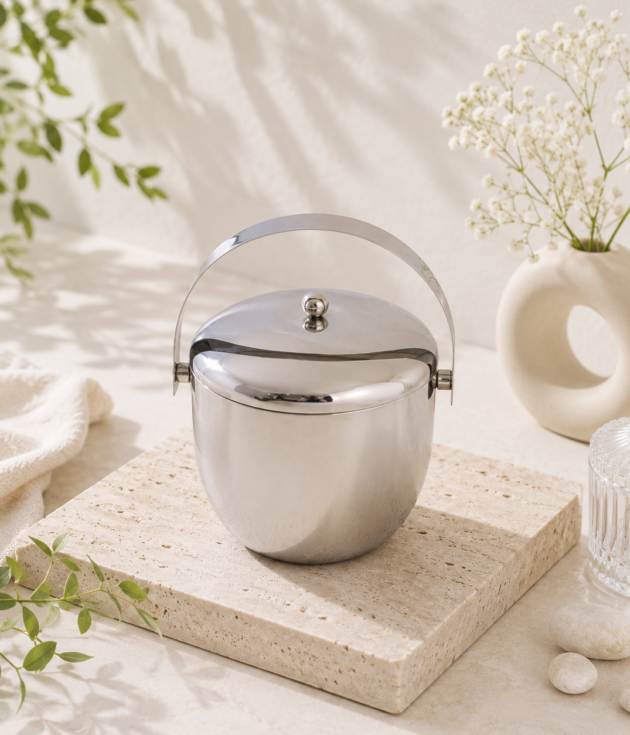 Stainless Steel Ice Bucket with Handle
