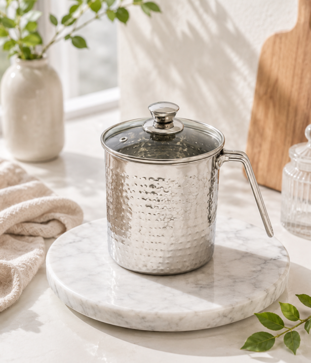 Stainless Steel Oil Pot with Lid