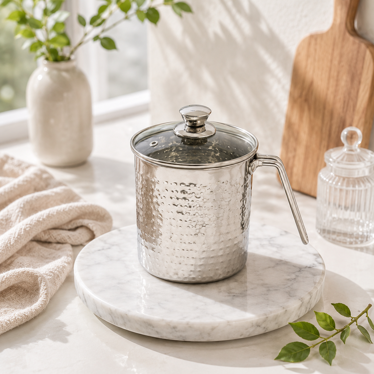Stainless Steel Oil Pot with Lid
