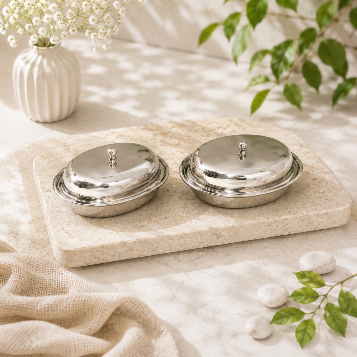 Stainless Steel Oval Casserole with Lid