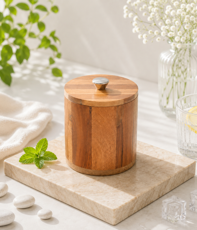 Wooden Ice Bucket with Lid