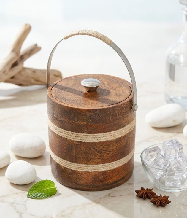 Wooden Ice Bucket with Steel Inner