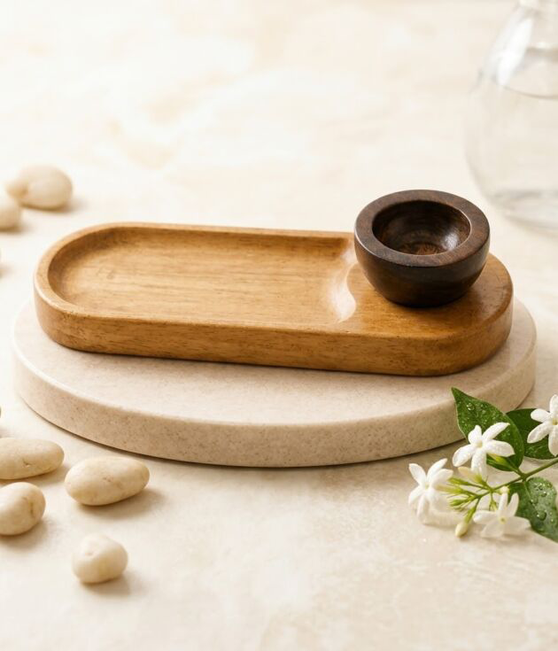 Wooden Serving Tray Set